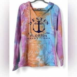 Destin Florida Tie-Dye Hoodie Sweatshirt – Multicolor – Large